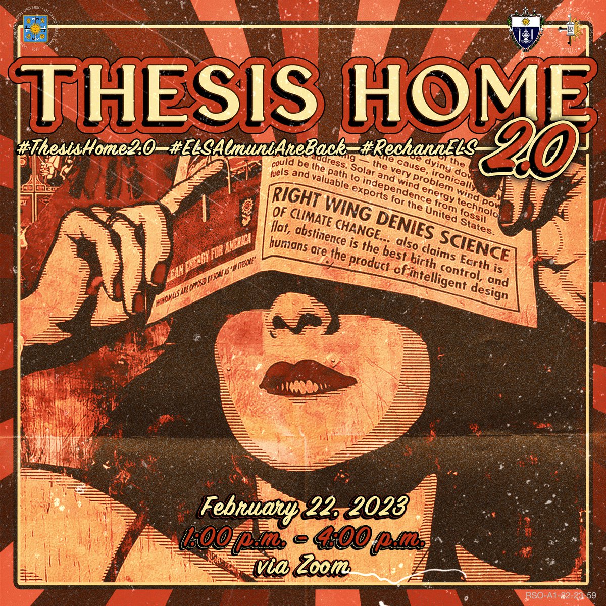 USTELSSOC's tweet photo. Guess who’s back? Back again?  ♫

The UST English Language Studies presents Thesis Home 2.0. Join us this February 22, 2023 via Zoom from 1:00PM to 4PM, as we meet our dear alumni and hear their undergraduate thesis presentations about the various fields of linguistics. https://t.co/MrH1K1EpRV
