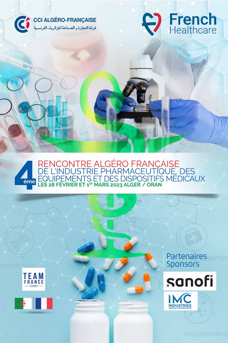 DEALfr's tweet photo. Le Groupe DEAL sera présent à la 4ème rencontre algéro-française de l’industrie #pharmaceutique, des équipements et des dispositifs #médicaux du 27 février au 2 mars 2023 à Alger et Oran. https://t.co/TRZrVgjkcI