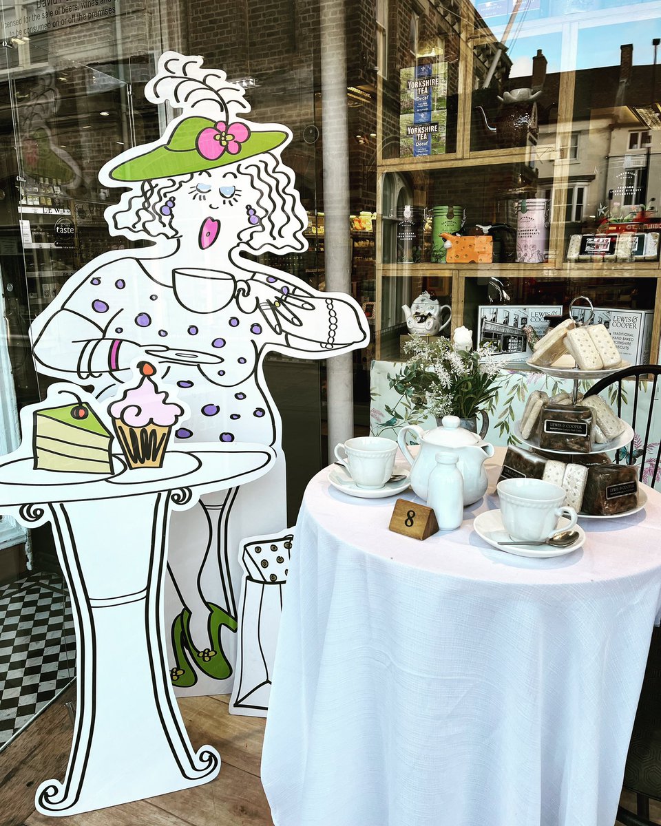 Mabel is enjoying her afternoon tea. Care to join her? #mabelatthetable #lovenorthallerton #shoplocal