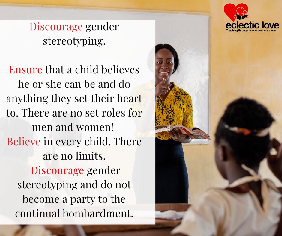 As adults and Youth, let's do our best to discourage gender stereotyping in children. 

Their healthy development matters .

Happy Friday to you all , make the most of it.

#eclecticlove #Love  #childrens   #Empowerment #healthy  #empower   #gender  #learning #DevelopmentForAll