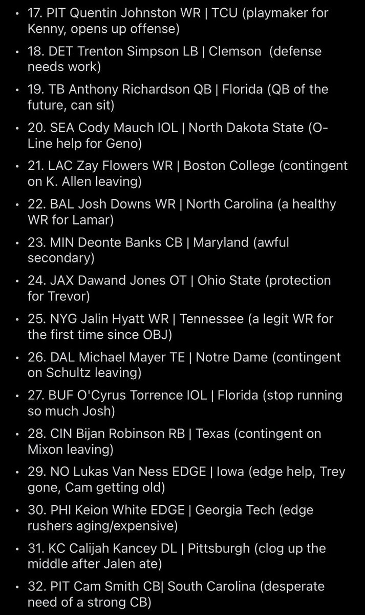 FollowTheDraft's tweet photo. Very Early Mock 1.0 
Lots will change in the coming weeks.
Exciting time of the year! https://t.co/Zl2ojayRcP