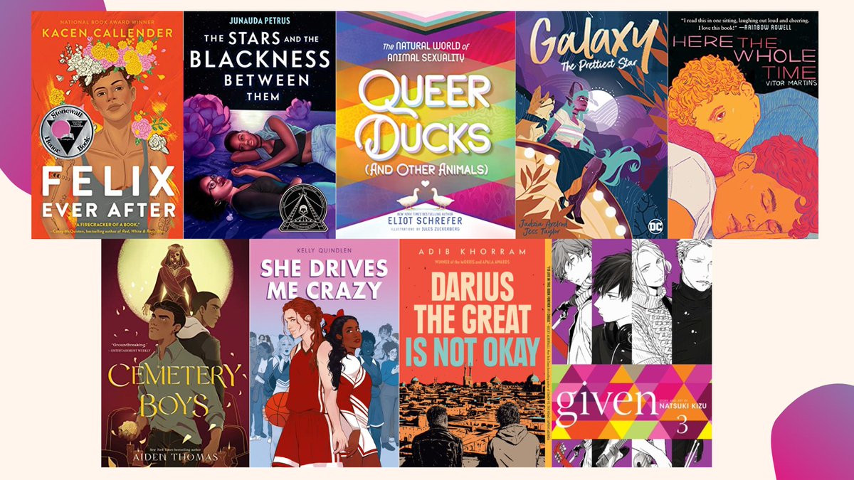 BespokeLib's tweet photo. It was joyous to share space with the Rainbow Caucus of @NEAToday yesterday to talk microaffirmations, the power of including Queer stories--and to booktalk these nine beautiful titles. 💗🌈💗 #LibCollab https://t.co/EhoV2ec1E8