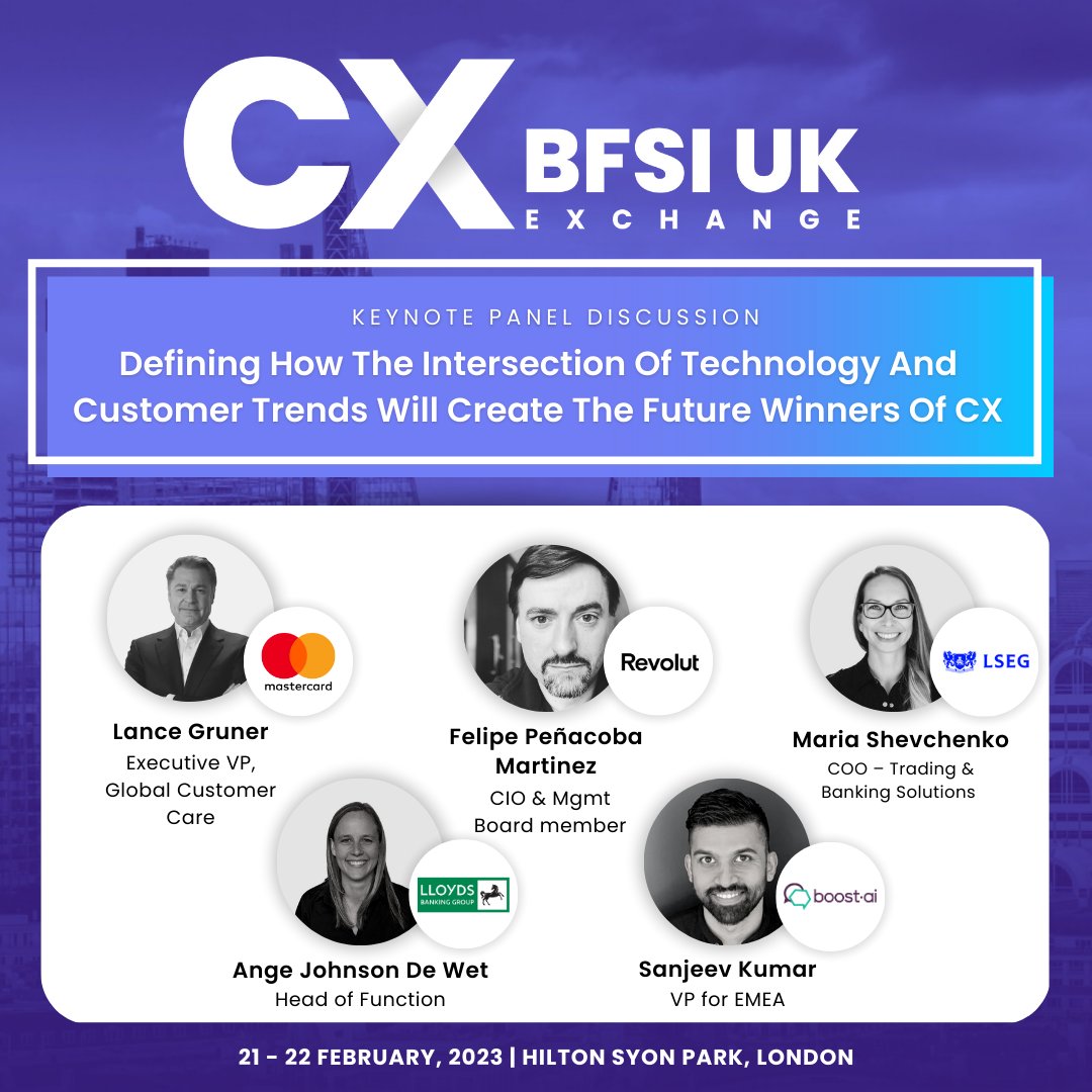 Heading to the #CXBFSIExchange next week? Make sure to catch this panel (featuring our own Sanjeev Kumar) on the latest trends and how they intersect with technologies like #conversationalAI to improve customer experience in the banking industry.