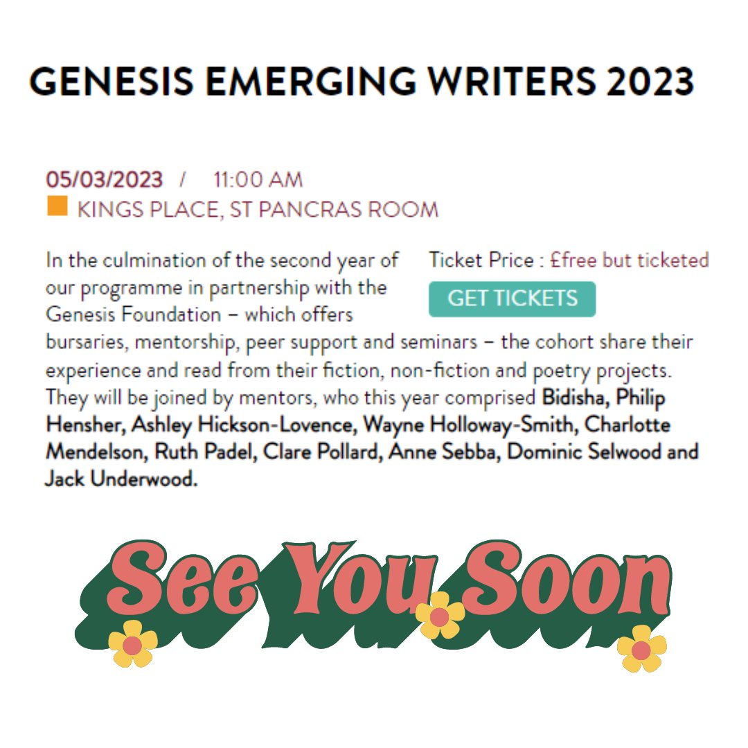I'm part of @JewishBookWeek 2023! I'll be reading a sneak preview of my #poetry collection at 11am on Sunday 5th March at Kings Place alongside the other brilliant emerging writers. Grab your free ticket and also check out the rest of the programme here - jewishbookweek.com/event/genesis-…