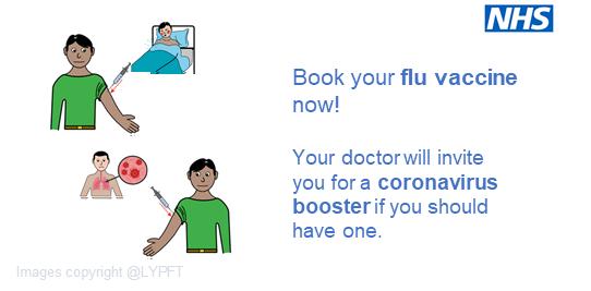 NHSAbility's tweet photo. #StayWellThisWinter - book your #FluVaccine! Your doctor will invite you for a #coronavirus booster if you should have one. Read an #EasyRead leaflet about having a flu vaccine in the coronavirus pandemic https://t.co/3PYwXaEBv1  

#Flu #LearningDisability #CovidVaccine https://t.co/4qRf42zXf2