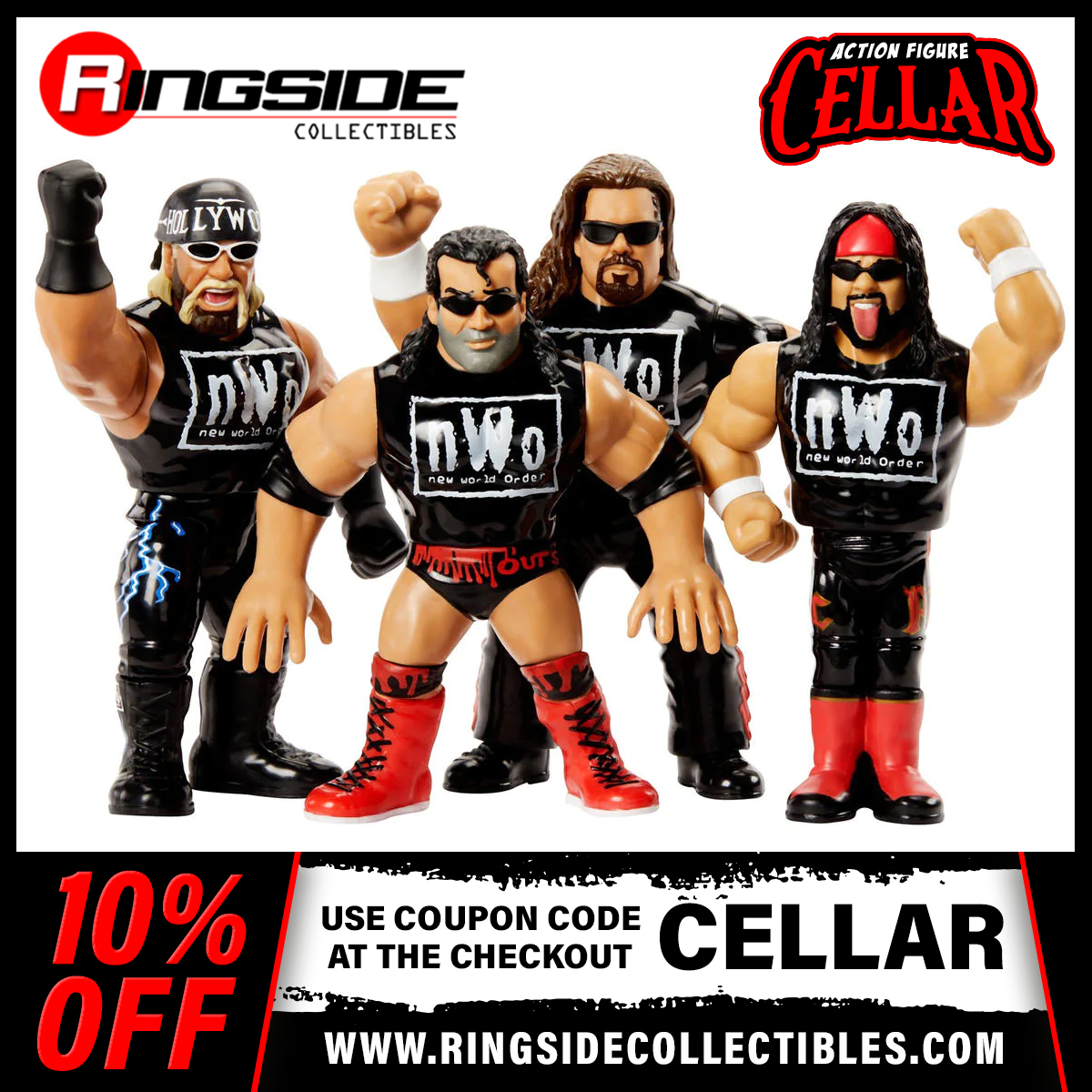 🚨 NWO RETRO 2-PACKS 🚨

⏰ Available today 🇬🇧 5 PM GMT & 🇺🇸 12 PM EST

Pre-Order the #nWo Retro #RingsideExclusive 2-Packs at ringsidecollectibles.com

Featuring #HollywoodHulkHogan / #Syxx & #KevinNash / #ScottHall

Use the coupon code CELLAR at the checkout to get 10% OFF!