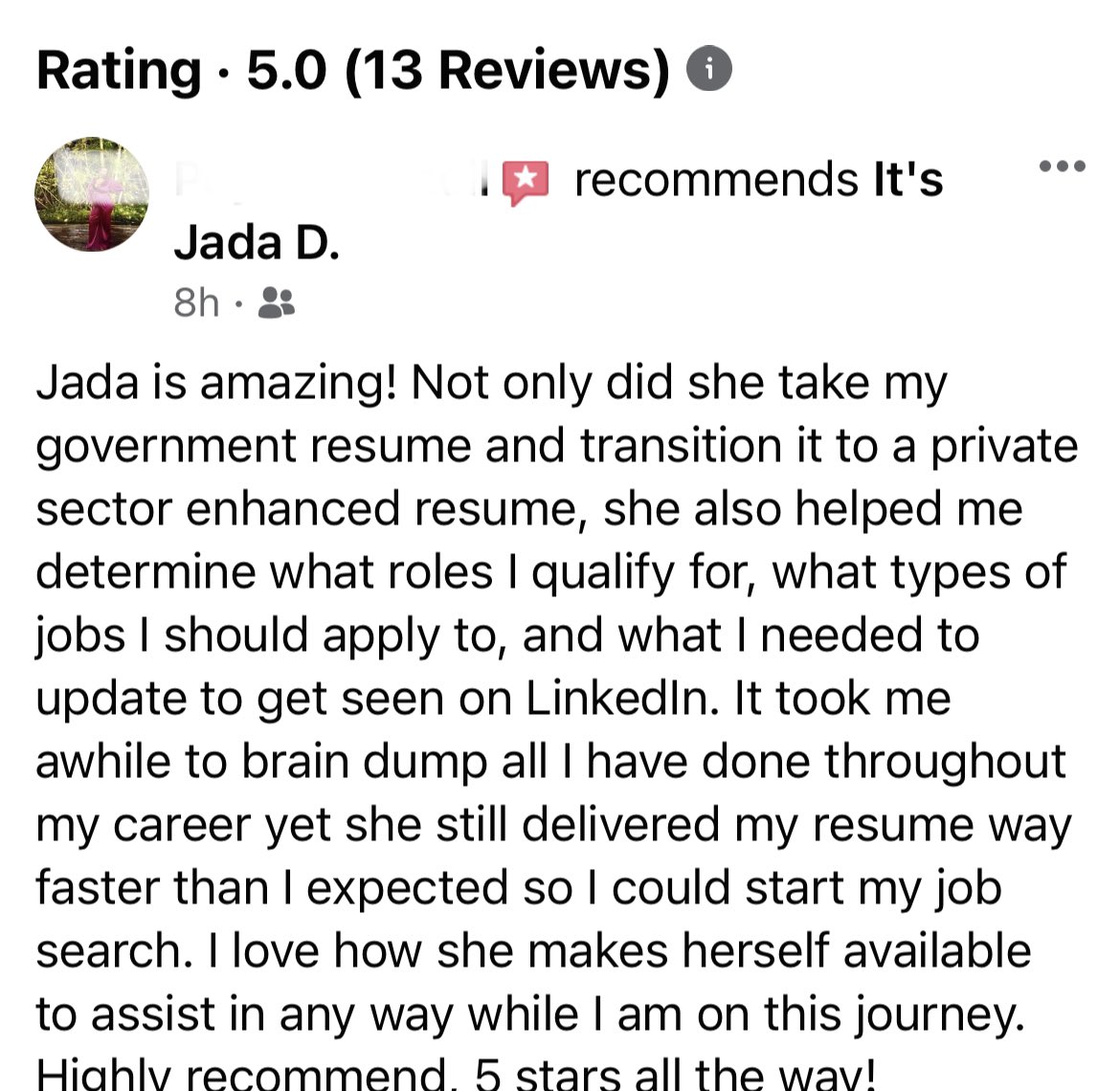 HireMeJadaD's tweet photo. Now, this is what I call a #resume review  ⭐️⭐️⭐️⭐️⭐️- Let me help you: https://t.co/T5XiCKp3if https://t.co/6aiiuR9Xm6