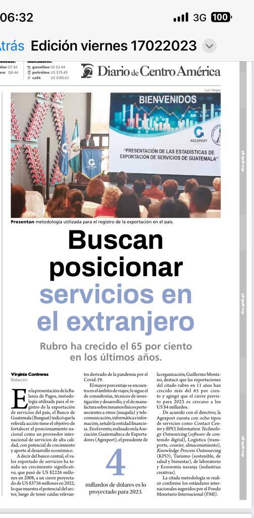 Sin duda el Sector Servicios es el crecimiento sostenido más evidente del incremento de las #exportaciones de #Guatemala #Empresas que generan empleo y desarrollo necesitan más profesionales de estas disciplinas y mejores condiciones para aumentar su competitividad en el mundo!!!