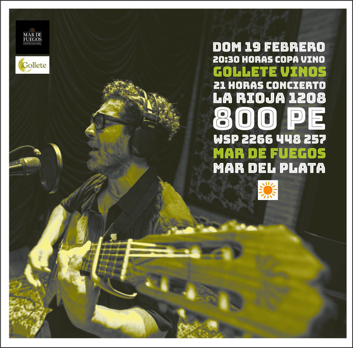 fabioherrera11's tweet photo. Solo con guitarra y udu. Invitado: Rodrigo Argain. Copa de vino de GOLLETE Vinos. Toda la poesía de Bibi Albert. Domingo  20.30hs. CC Mar de Fuegos. https://t.co/JKnvd6R5du