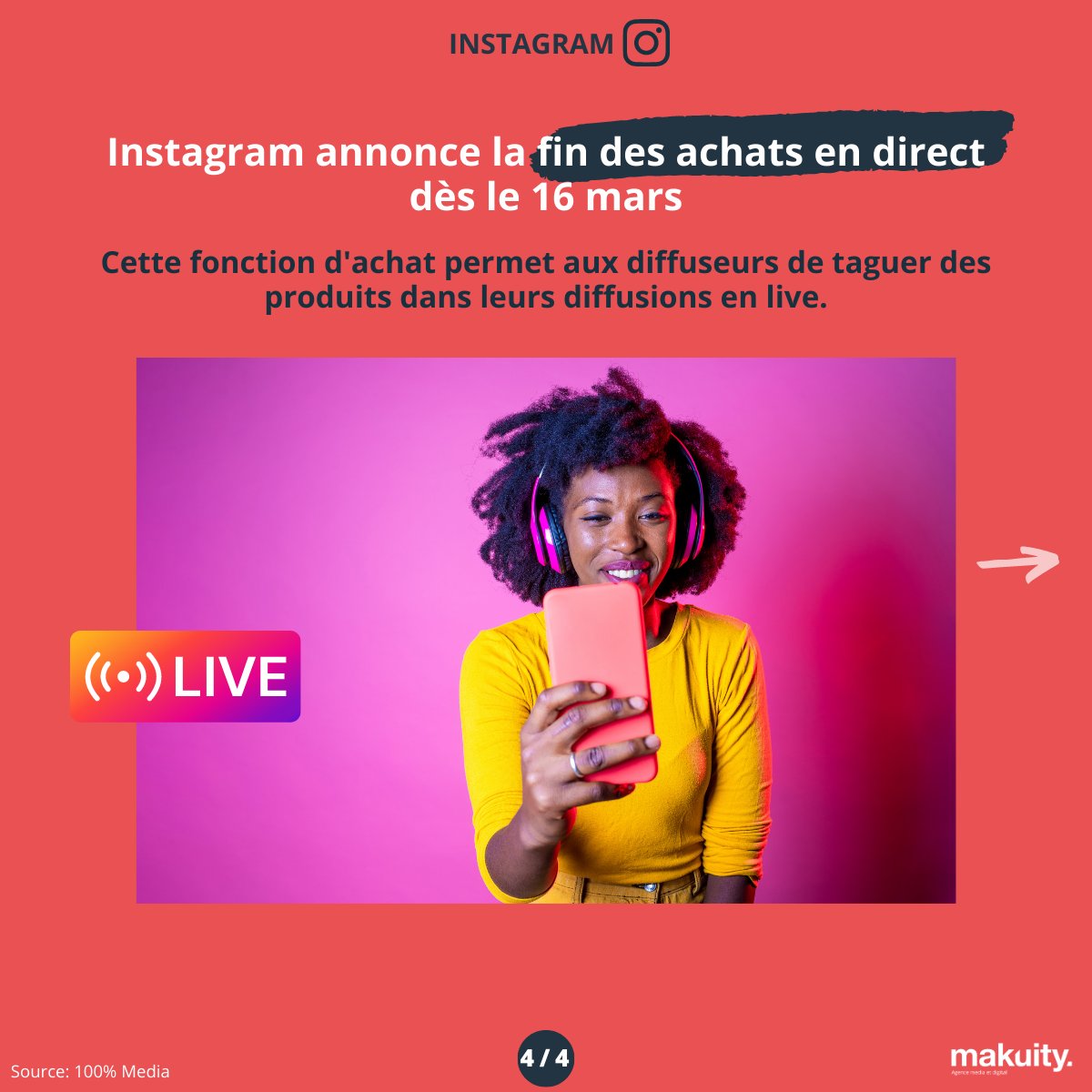 💥 Makuity vous présente son récap de la semaine 💥

✅#presse diffusion 2022 🗞 
✅#Internet chiffres clés 2022 📱💻
✅ #Instagram live shopping 🙅‍♀️

Sources: <a href="/ACPMFrance/">ACPM</a> , <a href="/Mediametrie/">Médiamétrie</a> , @100media_fr
