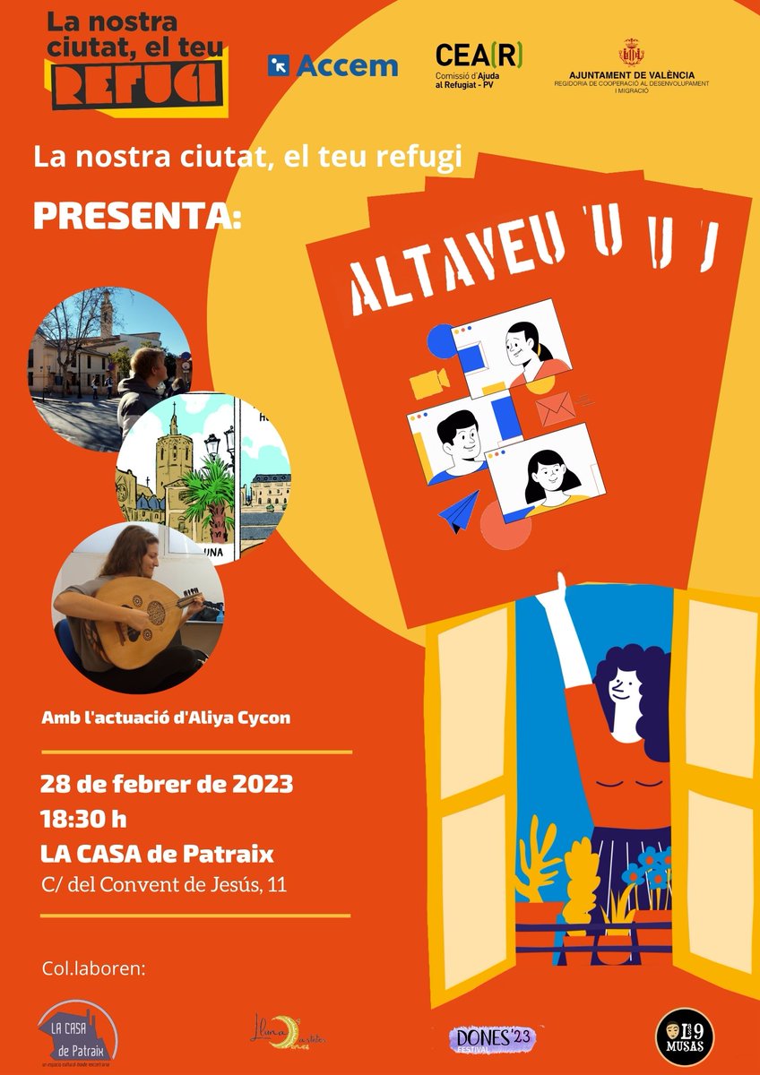 lanostraciutat1's tweet photo. Altaveu es una publicación destinada a conocer la realidad de las personas refugiadas y solicitantes de asilo que viven en Valencia. Un espacio colaborativo que da voz a sus protagonistas.
¡VEN A CONOCER EN PRIMICIA SU CONTENIDO!
📅 28 febrero
🕡 18:30 H
📍 LA CASA de Patraix https://t.co/2u8cZE1MJM