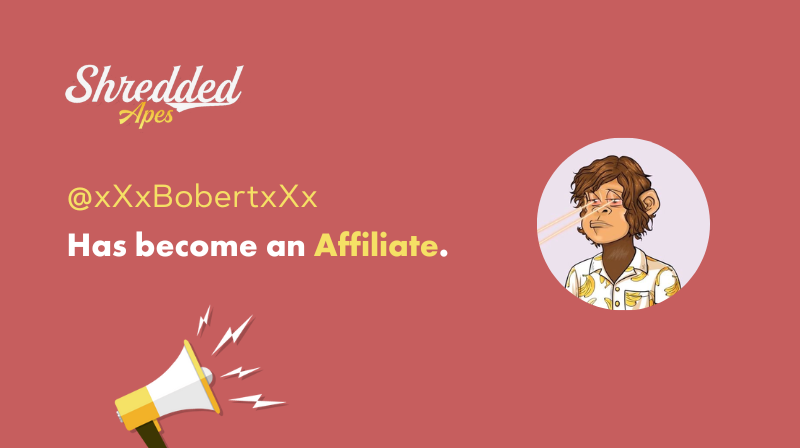 WheyCoin's tweet photo. Welcome @xXxBobertxXx 
 
You are now an official @ShreddedApes Affiliate.

https://t.co/Rj8rYNUmof https://t.co/CSLGTk5Zo9