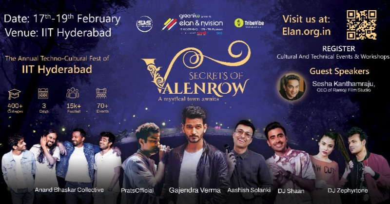 Elan &amp; ηVision 2023 the annual techno-cultural fest of IIT-Hyderabad is hosting its 14th edition this year from 17th-19th of February 2023. It's an epic mash of fun, frolic and zeal.
#elanηvision #elan23 #iith #iithyderabad