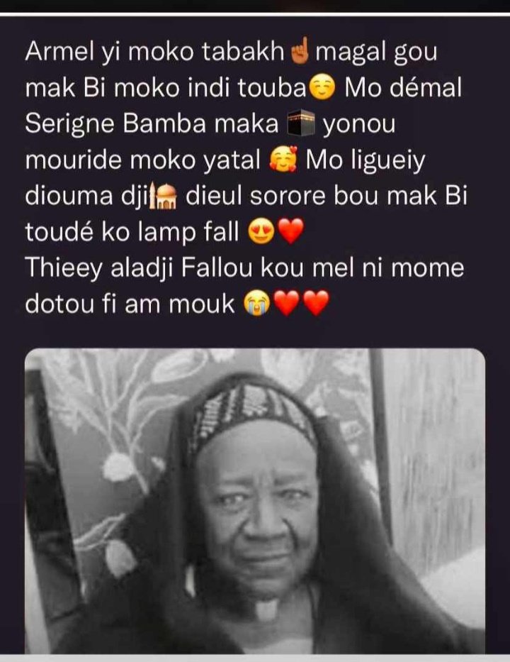 ChachaGueye5's tweet photo. Happy kazu rajab🎉🥰❤️ yén SERIGNE Fallou Yi gnénalèn AK sénn ay waydiour Lea nitous aljannah 💯❤️❤️🥰🥰Bayi Mbén yalla na Allah yokou say lérr the tass gnou ci sa barké 🥰 https://t.co/dUUg5wuJis