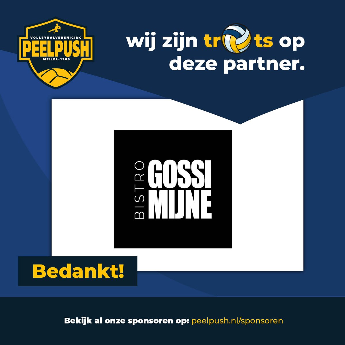 Wij zijn trots op Gossi Mijne als sponsor. Bedankt!
gossimijne.nl/meijel/
#peelpush #sponsor #koopbijonzesponsoren #zondersponsorsgeenclub