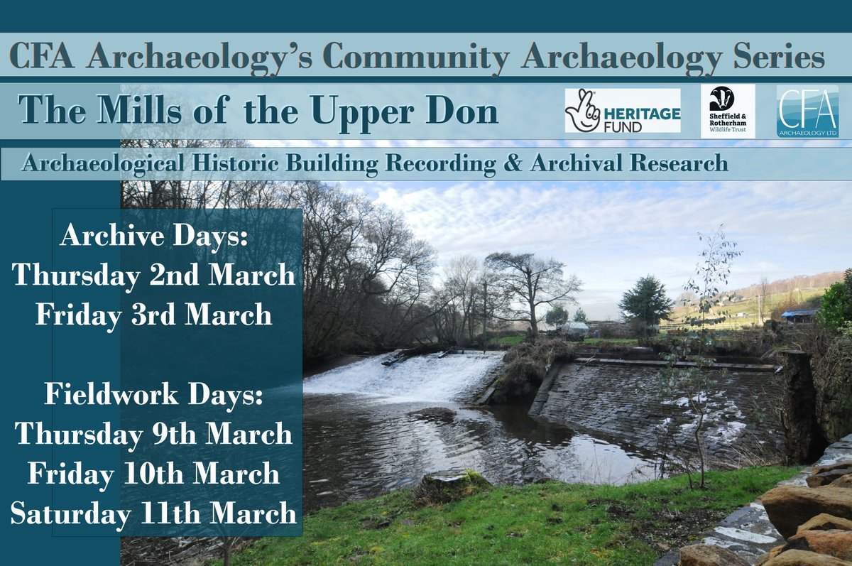 Check your diaries! The dates for our next Community Archaeology Series are here! This is your chance to investigate the industrial history of the mills of the Upper Don Valley in Sheffield.

Ready to sign up or want to know more? Our eventbrite is live: eventbrite.co.uk/e/archaeology-…