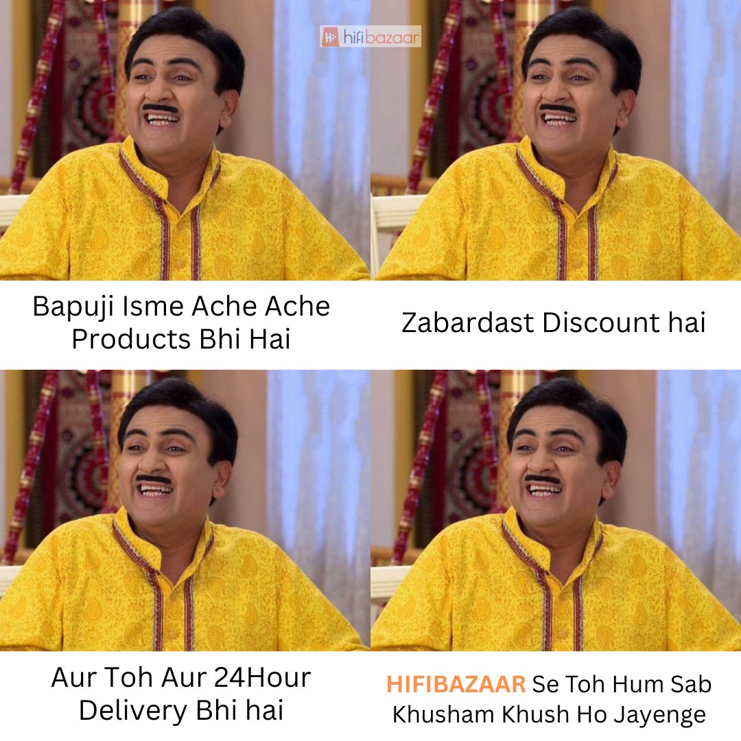 offhifibazaar's tweet photo. Jethalal Ab Gada Electronics ko Online Le Jaane Ke liye 𝗛𝗶𝗳𝗶𝗯𝗮𝘇𝗮𝗮𝗿 Ka Use Krenge
Follow @offhifibazaar
#memes😂 #memes #jethalal #jethalalmemes #onlineshopping #gadaelectronics #onlineshop #shopping #tmkoc #tmkocmemes #tmkocfanclub #gokuldham #sabtv #tmkocfunnyvideo https://t.co/BXxoirJVuJ