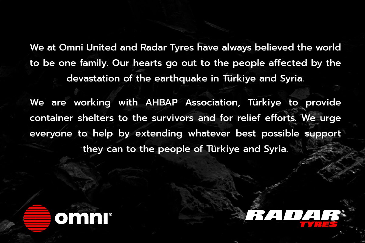 RadarTires's tweet photo. Our hearts go out to the people affected by the earthquake in Türkiye and Syria. We are doing our bit by providing container shelters to the survivors through AHBAP Association, Türkiye.
.
#HelpTurkey #HelpSyria #TurkeySyriaEarthquake #radartires #radartyres https://t.co/dEYcEQe8CC