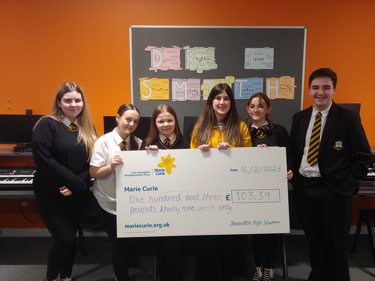 We would like to thank @Pencoedtrehighschool 10CE Welsh Bac group who have raised an amazing £103.39 and are now planning  on holding a #DaffodilDay to celebrate St David’s Day. 

If you’d like to hold a #DaffodilDay in your school please email  walesfundraising@mariecurie.org.uk