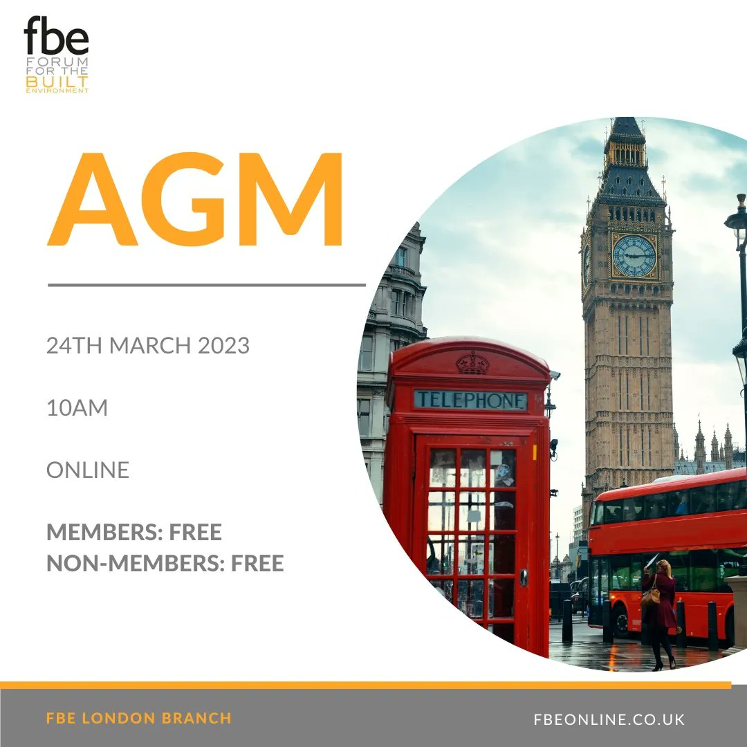 fbe (@fbeonline) on Twitter photo The <a href="/FBELondon/">FBE London</a> branch will be holding their Annual General Meeting over Teams or Zoom.
Friday 24th March - 10am - online
Full details online at buff.ly/3S4KLp0
#fbe #london #agm #buitlenvironment The <a href="/FBELondon/">FBE London</a> branch will be holding their Annual General Meeting over Teams or Zoom.
Friday 24th March - 10am - online
Full details online at buff.ly/3S4KLp0
#fbe #london #agm #buitlenvironment