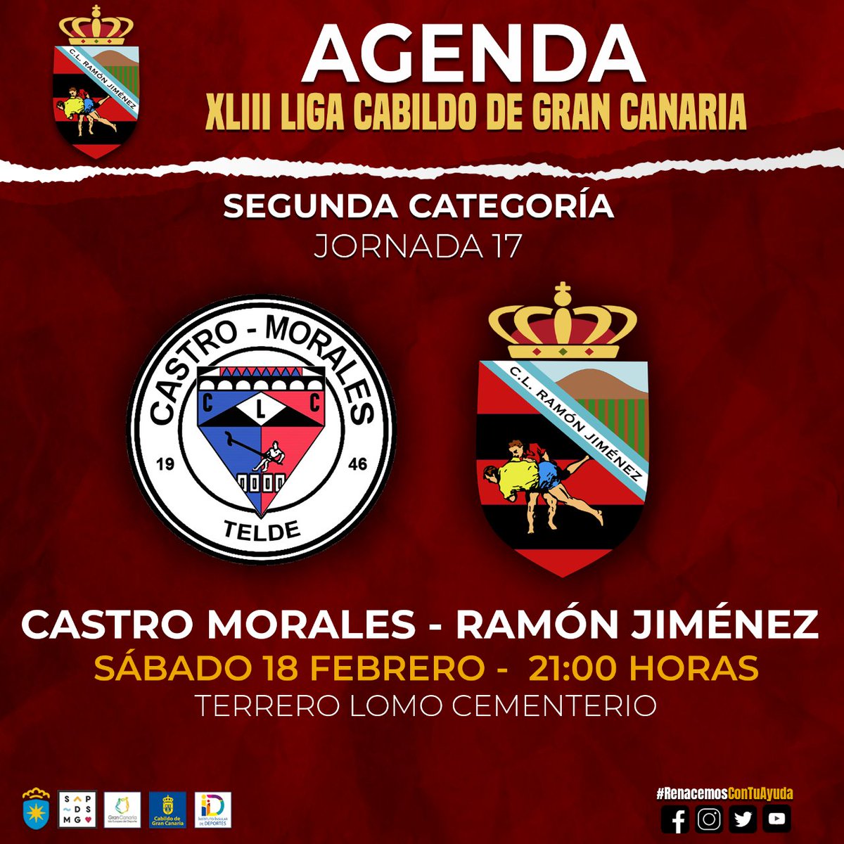 clramonjimenez's tweet photo. 🗓 𝗔𝗚𝗘𝗡𝗗𝗔 | Penúltima jornada de la XLIII Liga Cabildo de Gran Canaria para nuestro Senior, que visitará el Terrero municipal de Lomo Cementerio en Telde, para enfrentarse al CL Castro Morales. ¡Vamos Ramón Jiménez! #renacemoscontuayuda #guiaesdeporte https://t.co/jBPEnXgxPB