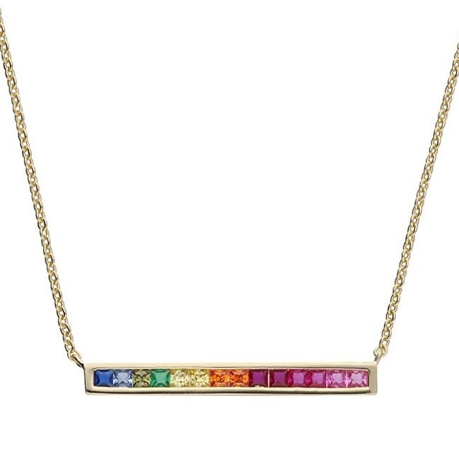 WildeShop's tweet photo. Lovely rainbow bar necklace to set you up for a colourful Spring.  Great for layering with some of our other pretty gold pieces. TAP to purchase @ £59 or choose Local Pickup at checkout 🌟🌈🌟.
.
.
.
.
#rainbow #goldnecklace #layeringnecklace #daintynec… https://t.co/SixO9tdJmc https://t.co/oQFk8bNQdu