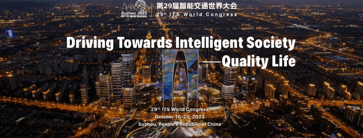 ThisisSuzhou's tweet photo. The 29th ITS World Congress will take place October 16-20, 2023 in #Suzhou, #Jiangsu, the second Chinese city holding the event after Beijing. Industry figures from all over the world are expected to come to Suzhou to feel the development of intelligent #transportation in China. https://t.co/ZzRB4pOfM6