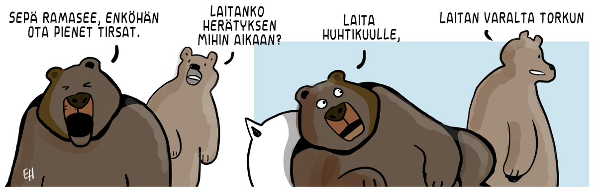Esaholle's tweet photo. Päivän #sarjakuva : "#Talviuni" #hygge #lepo #luonto #karhut 
https://t.co/HoCIVIDrKn https://t.co/tmLLO9YiG0