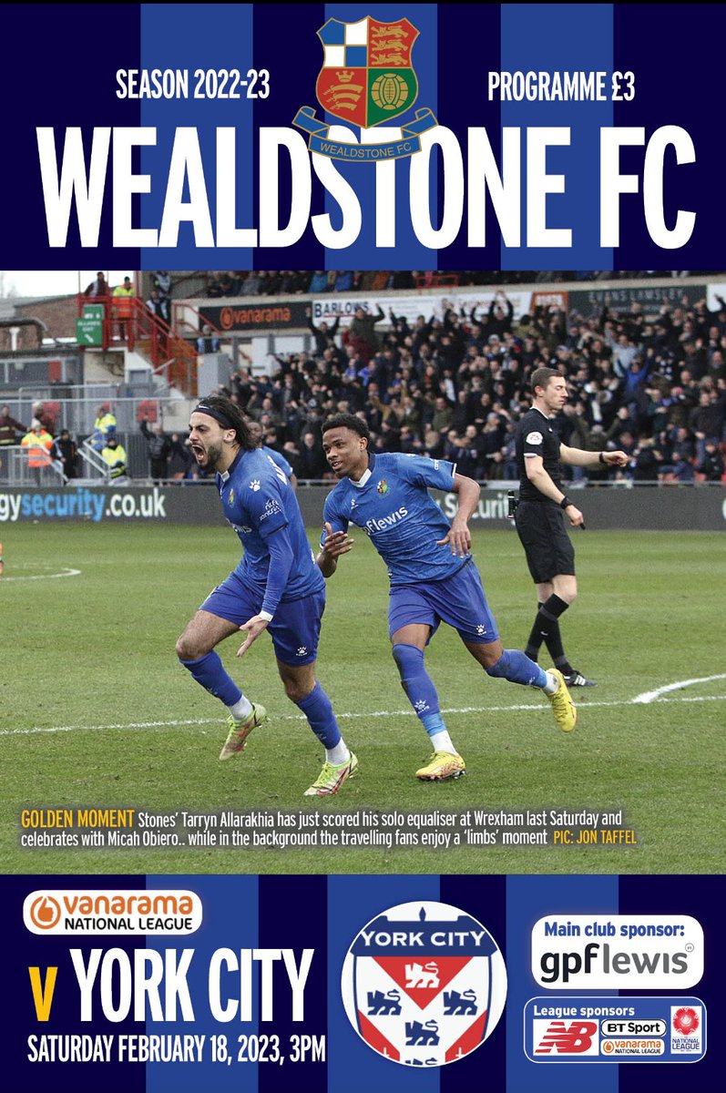 MarkHyde13's tweet image. Tomorrow's @WealdstoneFC v @YorkCityFC programme cover #BuyOne @NonLgeProgs #TomorrowsProgrammeToday