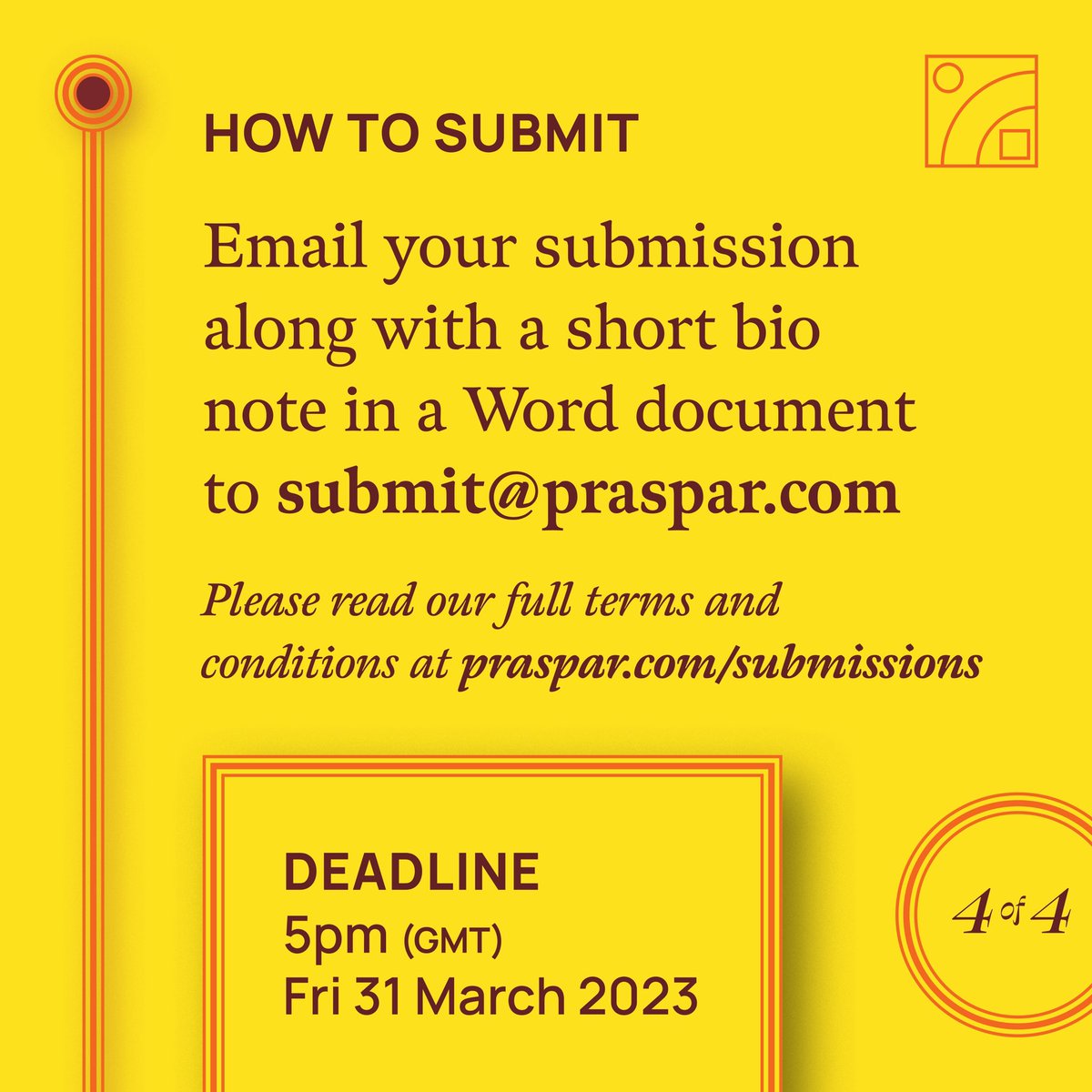 We’re delighted to say that the submissions window for our third anthology of new Maltese writing is now open! See our website for full details: praspar.com/submissions