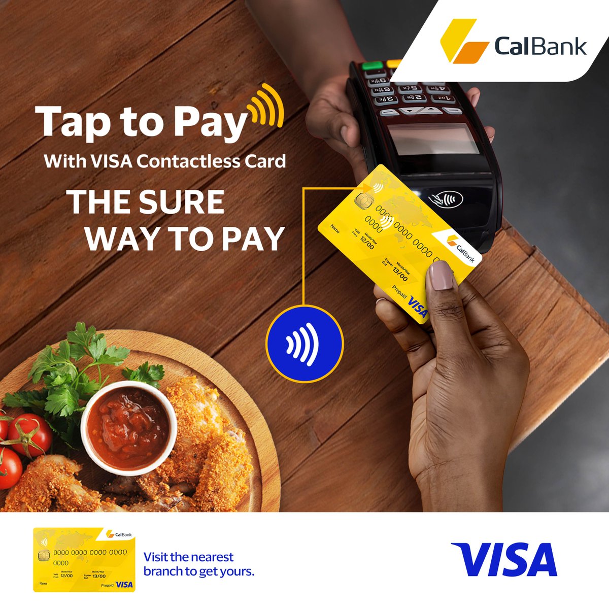 CalBankPLC's tweet photo. Don't let slow payments ruin your weekend plans! Upgrade to a CalBank Visa contactless card and enjoy instant and hassle-free payments on the go!
🎯Visit the nearest CalBank branch to get yours now. 

#CalBank #ForwardTogether #WeekendReady #VisaContactless https://t.co/HkU8XNyXAr
