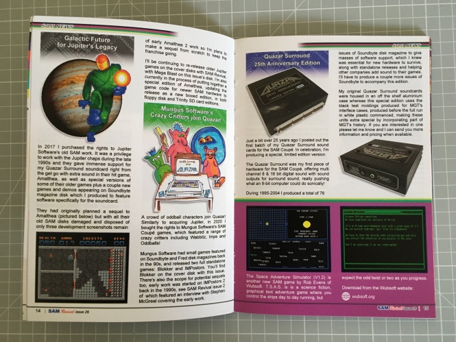 QuazarSamCoupe's tweet photo. While I await the delivery of the PCBs for my next #SAMCoupe hardware release it's time to continue with the writing/DTP for the next issue of SAM Revival magazine (27).
Current issue here (26)...
https://t.co/plUn3No1gl
#retrogaming #retrocomputing #retromagazines #gamedev https://t.co/KCEqI9Kb0Y