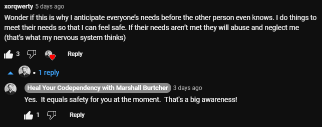 The Essentials: How To Feel Emotionally Safe Again - Part One
https://www.youtube.com/watch?v=CO0Ulzy0UNs
The Essentials: How To Feel Emotionally Safe Again - Part One

Creating and nurturing safety is the first and highest priority in the healing of codependency.

We need to have safety in three areas if we're to thrive in our creative and playful ambitions:

1) Physical Safety

2) Emotional Safety

3) Relational Safety

Today is all about Emotional Safety.

Codependency has us believing that safety depends on external factors, namely the physical environment and the people we interact with.  This has us seeking safety through either controlling these factors or avoiding them all together.

What if real safety was found within? 

What if real safety were a result of how we respond to the unsafe experiences we encounter?

These questions led me to discover how I can resource my safety emotionally, physically, and relationally.

Emotional safety is how safe one feels in:

- Acknowledgin