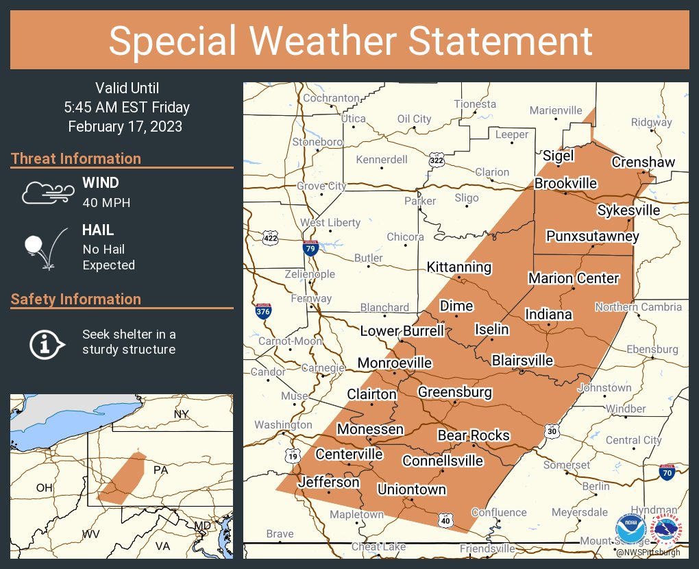 NWS Pittsburgh on Twitter "A special weather statement has been issued