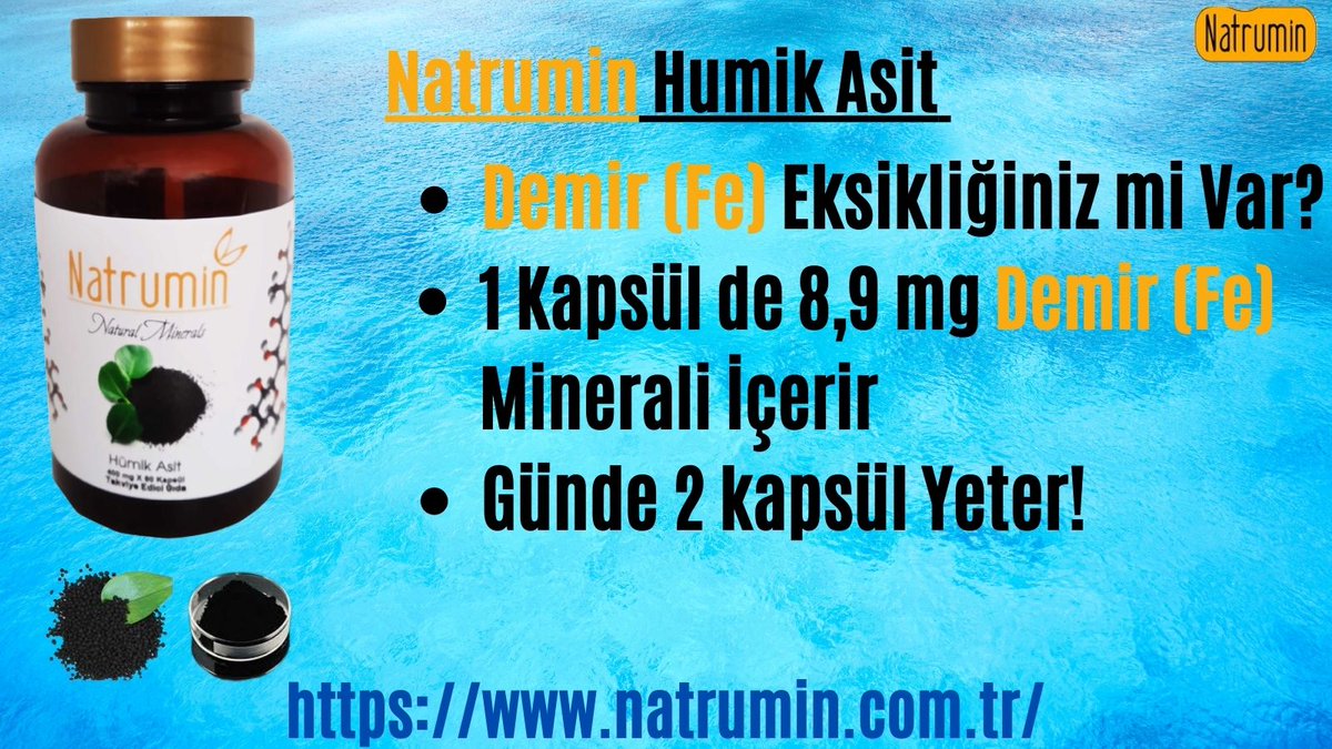 natrumin's tweet photo. Demir eksiğiniz mi Var?
1 Kapsülde 8,9 mg fe minerali var günlük ihtiyaç 20 mg 2 kapsül yeter
https://t.co/TcaPNYoUqy
#Antitümör
#antioksidan
#koronavirüs
#kapsül
#grip
#Natrumin
#Natruminhumikasit
#sağlıklıyaşam
#sağlıklıbeslenme
#bağışıklık
#humik
#humikasit #vitamin https://t.co/rCESftOqVC