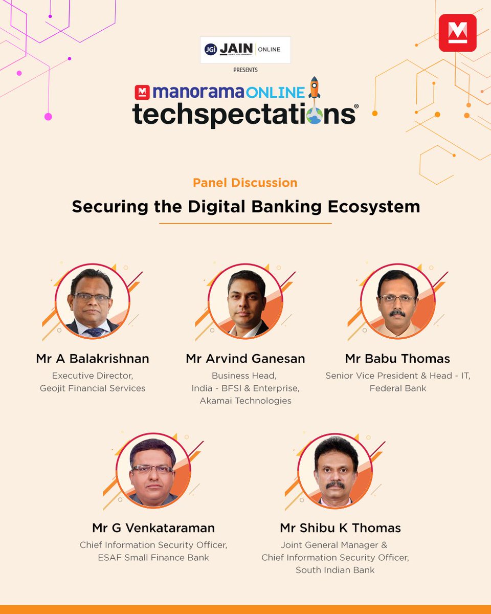 manoramaonline's tweet image. ‘ഡിജിറ്റൽ ബാങ്കിങ് സംവിധാനത്തിലെ സുരക്ഷിതത്വം’ എന്ന വിഷയത്തിൽ പാനൽ ചർച്ച 

#Techspectations2023 #digitalsummit #ManoramaOnline  #ABalakrishnan #GVenkataraman #ShibhuKThomas #ArvindGanesan #BabuThomas #AkamaiTechnologies