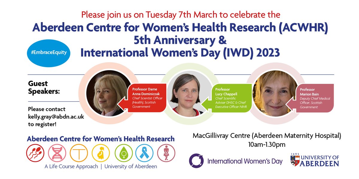 Join us on the 7th March to celebrate our 5th anniversary as a centre & International Women's Day 2023!  Open to UoA staff & student's in person and open to all via MS Teams.

Register to attend virtually here: ticketsource.co.uk/aberdeen-centr…

#EmbraceEquity #IWD2023 #IWDabdn