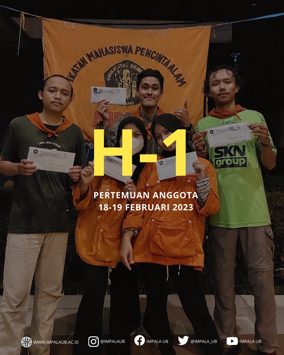 impalaub's tweet photo. [H-1 MENUJU PERANG 2023]

Melihat burung tanpa sayap
Pergi ke kebun membawa parang
Medan pertempuran sudah ter set-up
Siapkan atribut, mari berperang!

#pertemuananggota #IMPALAUB #mapalaindonesia #mapala #mapalamalang #universitasbrawijaya #pencintaalamindonesia https://t.co/Ije3scFTWU