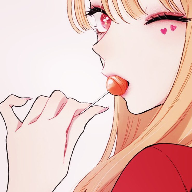 1girl food candy lollipop solo blonde hair one eye closed  illustration images