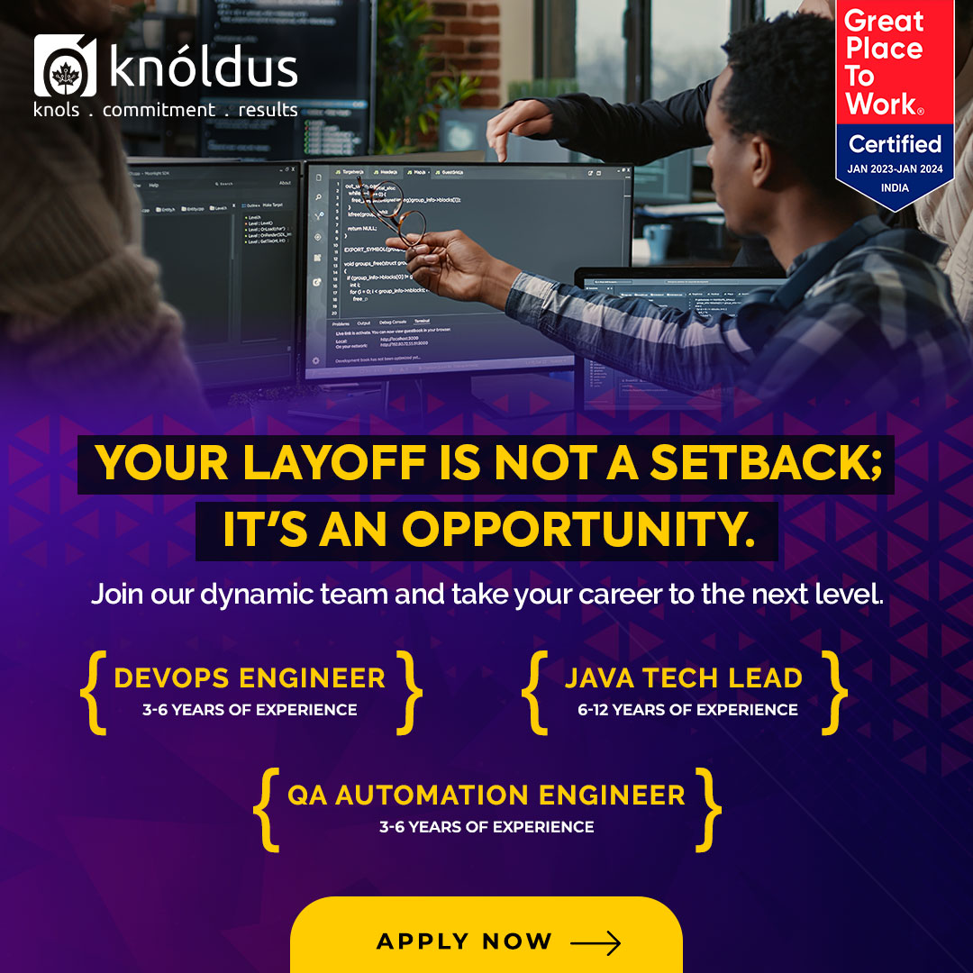 Knolspeak's tweet photo. We’re looking to build a long-term collaboration &amp; have open positions for you. At #Knoldus, hard work, &amp; dedication are rewarded with competitive salaries, benefits, &amp; growth #opportunities. If you are interested, then send your resume at ta@knoldus.com
#HIRINGNOW #java #devops https://t.co/lrCZccV5HO