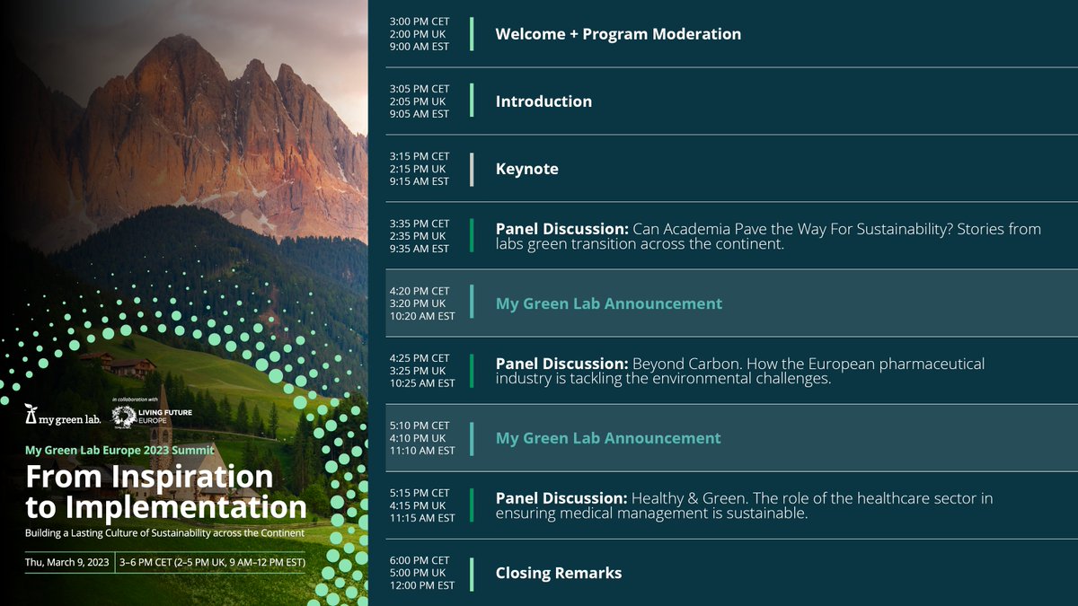 LFEurope's tweet photo. The My Green Lab Europe 2023 Summit is 3 weeks from today 🔬🌍
📢 Speakers to be announced soon, stay tuned 🤨
When 📅 Thursday, March 9, 2023
Where: online and everywhere in Europe
[Free] Registration: https://t.co/bTHVyz60HH
A joint initiative  @My_Green_Lab #LivingFutureEurope https://t.co/F6CT6deMVv