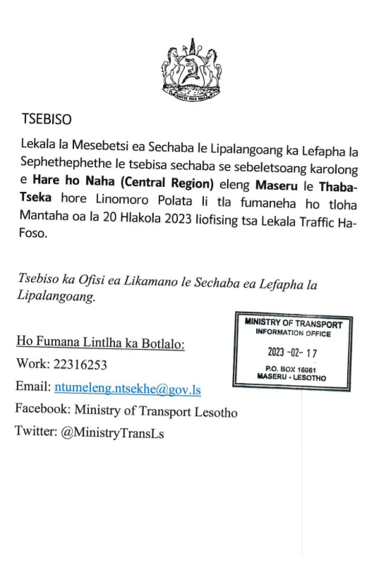 The Ministry of Transport Lesotho✈🚢🚇🚍 tweet media