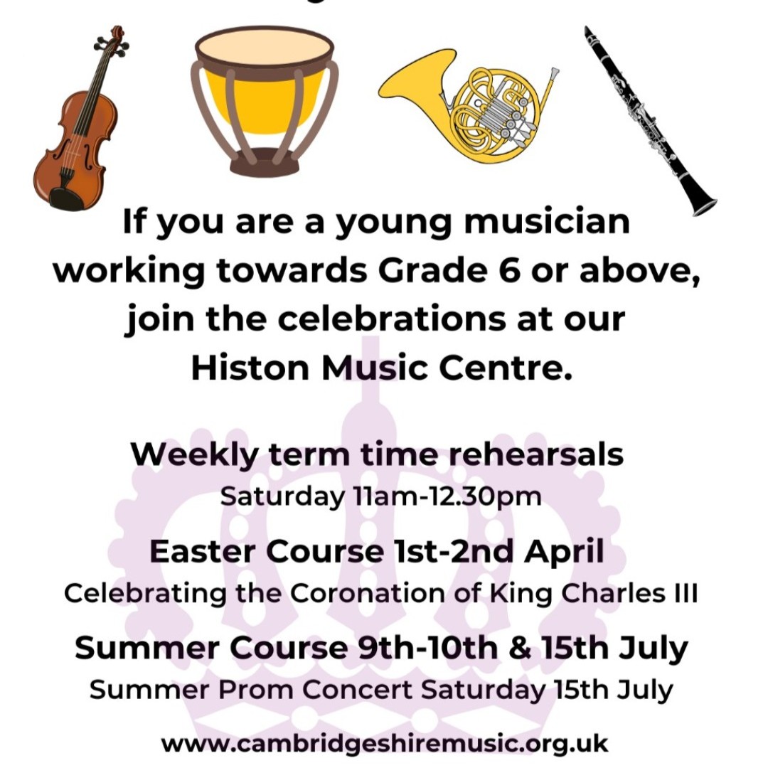CambsMusic's tweet photo. As well as our Coronation Celebration, the Cambridgeshire County Youth Orchestra is also preparing for its Summer Prom Concert. Thereβs still time to sign up, and spaces are available in all orchestra sections.
#MakeMusicMakeFriends #Coronation #Summer #Proms https://t.co/5zakVsuwh9