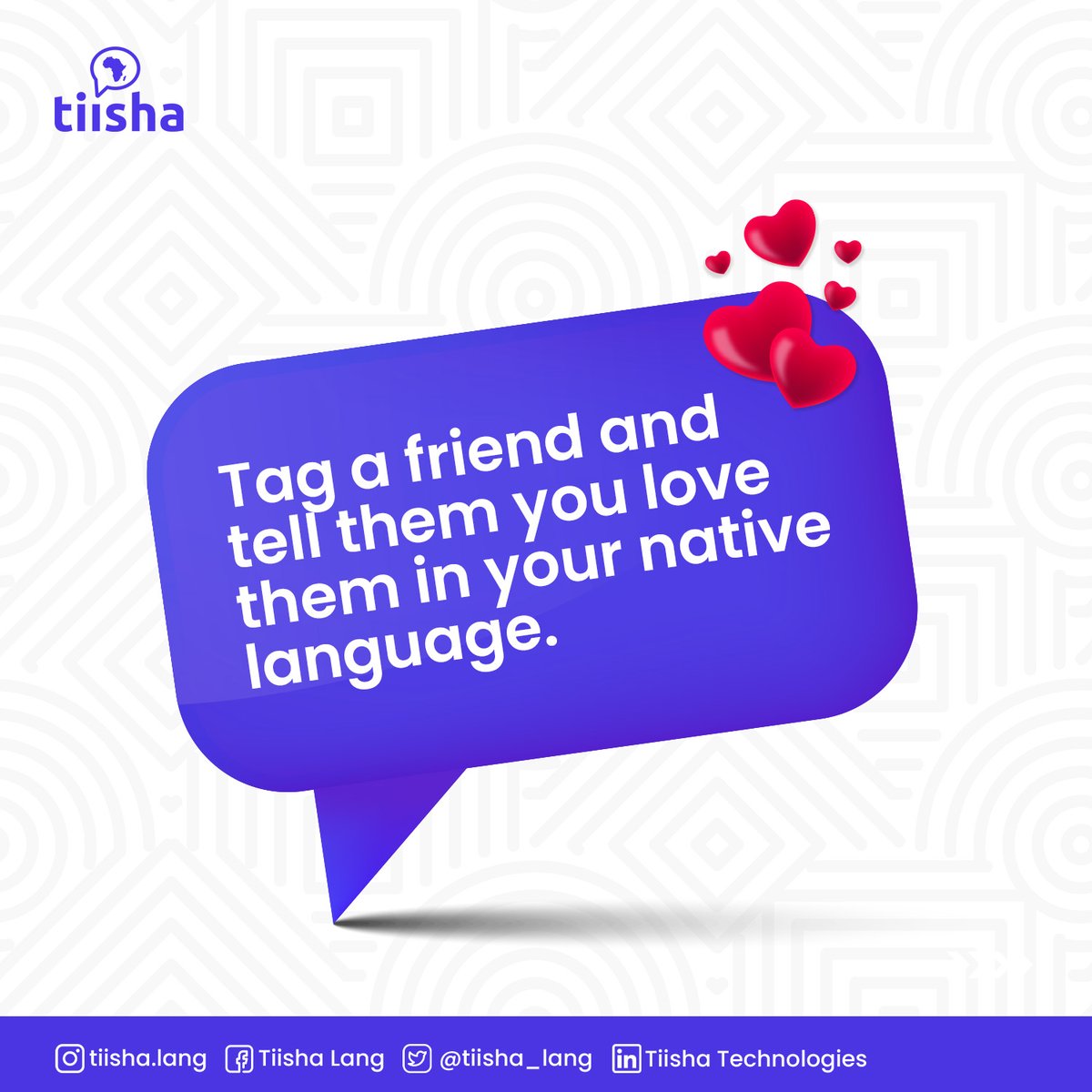 Love is a continuous practice. Tag your loved ones; make them feel loved.

.
.
.
#love #friendship #family #people #language #culture #africa #tiisha