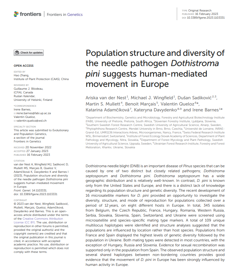 PPM_Research's tweet photo. Population structure and diversity of the needle pathogen Dothistroma pini suggests human-mediated movement in Europe https://t.co/ChBkfohE1R https://t.co/t3QkCEpa9M
