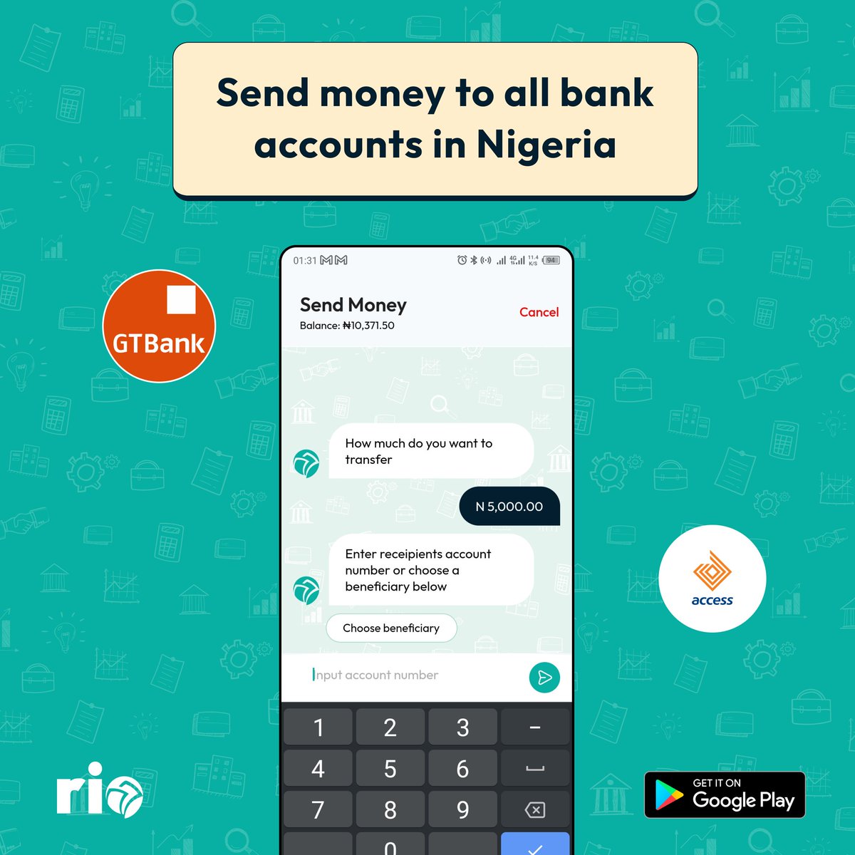 getrioapp's tweet photo. Why Rio?

With the Rio app, you can send money to friends and family in Nigeria, without the hassle of hidden fees or high transaction charges.

Download the app on PlayStore today. https://t.co/F85iWx9rKL

#Fintech #finance #financialliteracy #financialmanagement #money #RioApp https://t.co/wxAU6ueOxq