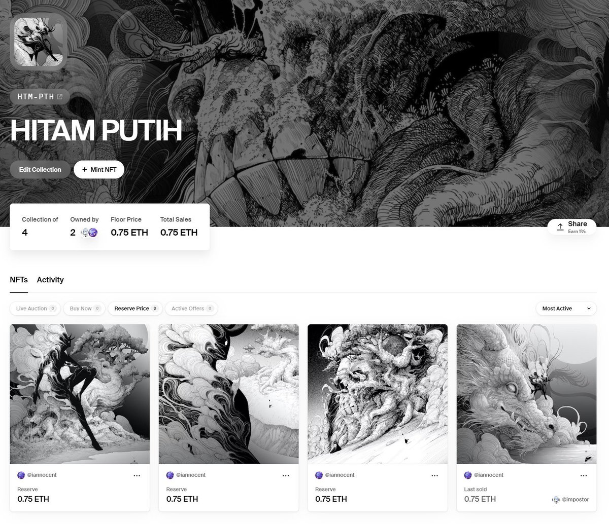 iannocent's tweet photo. For who have collect my artwork on HITAM PUTIH Collection will get this prints (4 prints) each collectors.
Still 3 available to collect. 
Thank you 🙌
WAGMI https://t.co/B8LP2wrB1P
