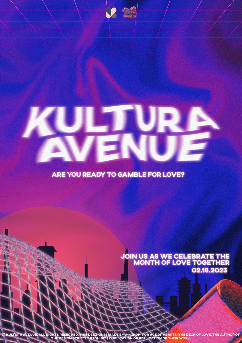 ‌ 

⠀  ━━━━━  જ⁀➴ 𓆩♡𓆪ೃ༄ ━━━━━━

Travel around the world with us and experience different cultures! Only here at Kultura Avenue this Saturday at Ace of Hearts: The Deck of Love!
‌ ‌ ‌
#RPWValentines #AceOfHearts2023

‌