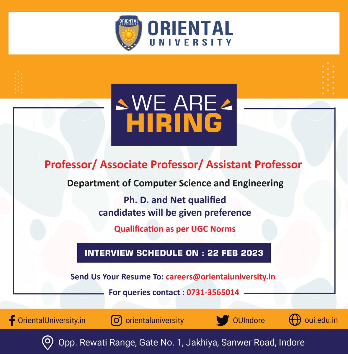 OUIndore's tweet photo. HIRING ALERT!! https://t.co/P9HybEjLVp
