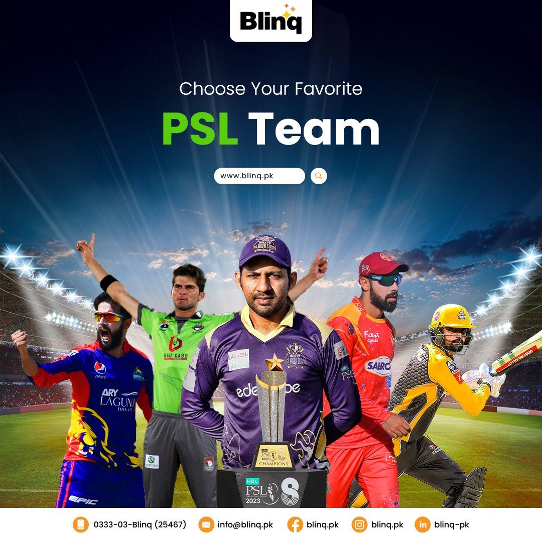 blinqpk's tweet photo. Pick your favorite #PSL2023  team and root for them to win the title! 🏏

#KarachiKings 
#PeshawarZalmi 
#QuettaGladiators 
#IslamabadUnited 
#LahoreQalandars https://t.co/zdrOYaWKoR